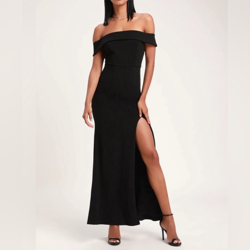 Lulu’s Enchanting Romantic Black Off-the-Shoulder Maxi Dress - Picture 3 of 15